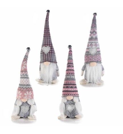 Babbo e mamma natale con cappello rosa e decoro cuore glitter argento