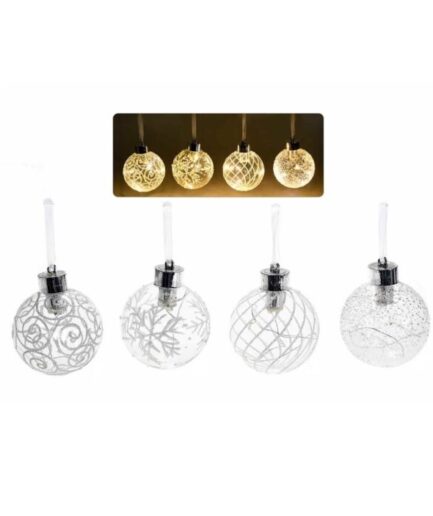 Palline natalizie glitter e led-conf.regalo