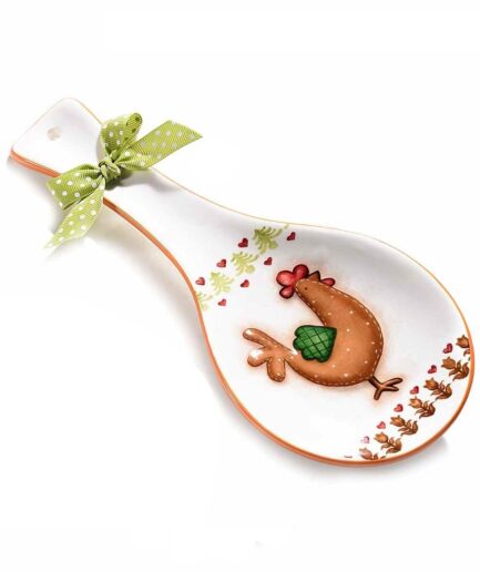 Poggiamestolo in ceramica galletto