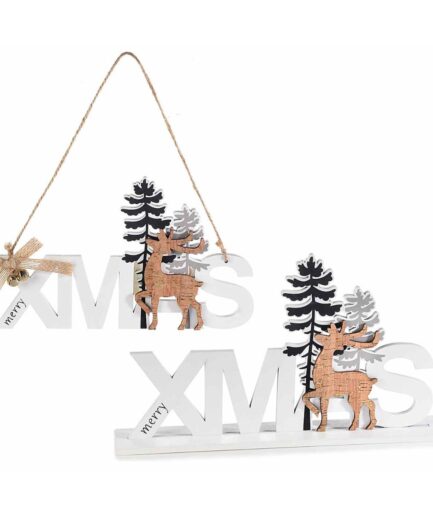 Scritta bianca Xmas in legno