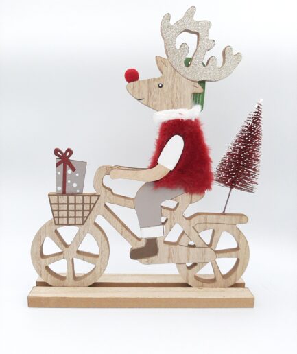 Renna in legno con bici