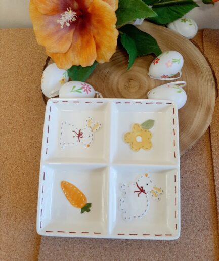 "Easter patch" vassoio ceramica 4 scomparti
