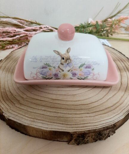 "Bunny" Portaburro in ceramica c/coperchio e scat. regalo