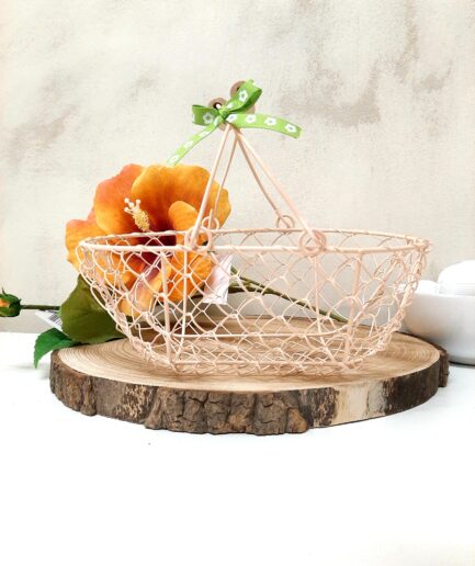 Cestino ovale in metallo rosa