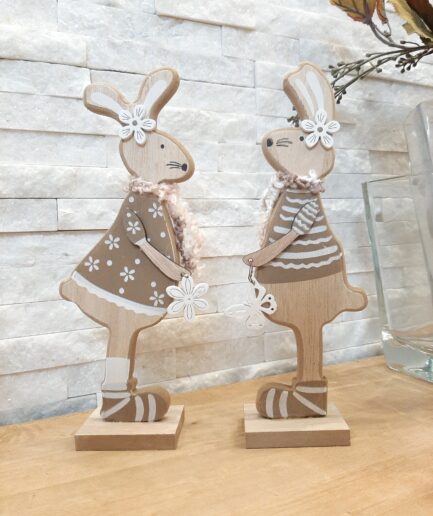 Coppia coniglietti con clip, marrone righe