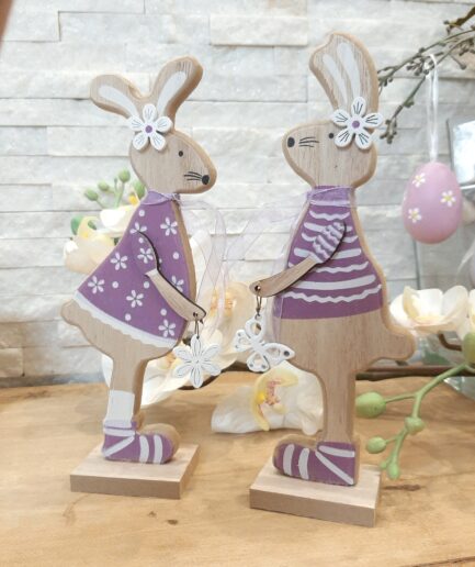 Coppia coniglietti con clip, viola righe