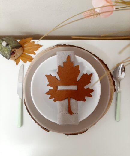 Set 6 Portatovaglioli foglia marrone chiaro