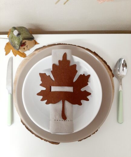 Set 6 Portatovaglioli foglia marrone scuro