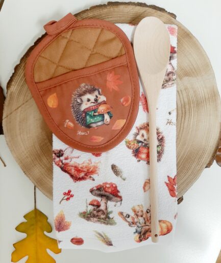 Set asciugapiatti, presina ghianda e cucchiaio