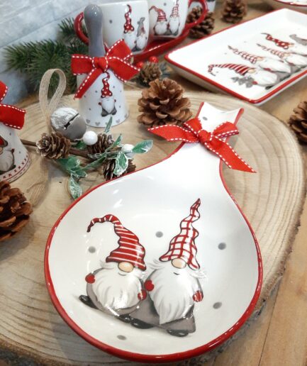 "Gnomi" Poggiamestolo natalizio righe difettato