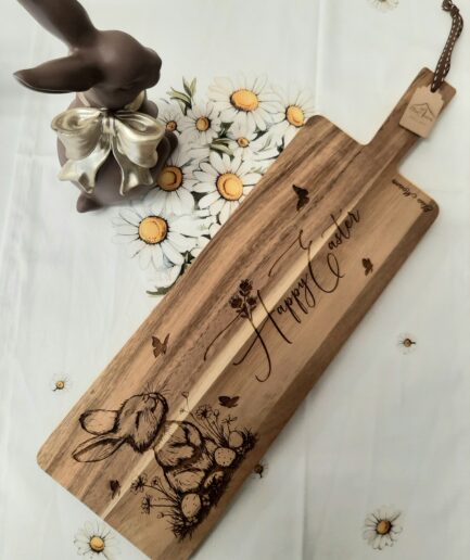 Tagliere in legno "Happy Easter" orizzontale grande-difettato