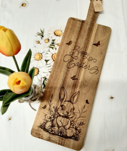 Tagliere in legno "Happy Easter" verticale grande