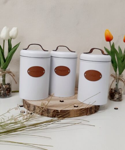 Set 3 barattoli tondi metallo