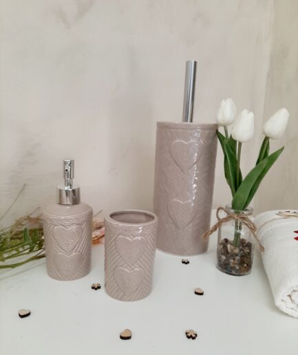 Set bagno in ceramica tortora