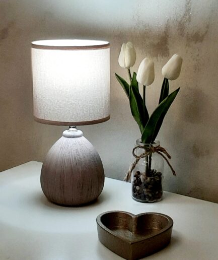 Lampada in ceramica ruvida tortora rosato