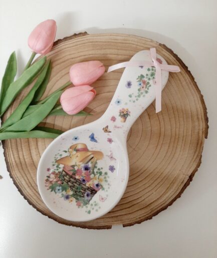"Spring" poggiamestolo con fiocco rosa