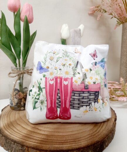 "Spring" fermaporta in stoffa beige