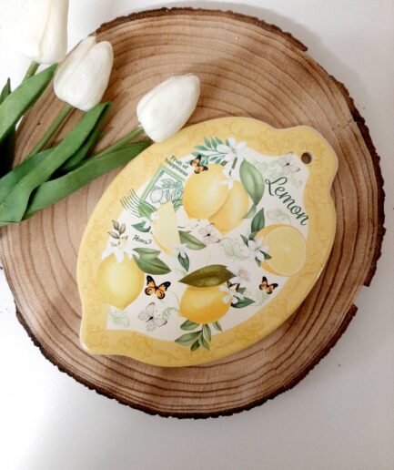 "Limoni" Sottopentola in ceramica con bordo giallo