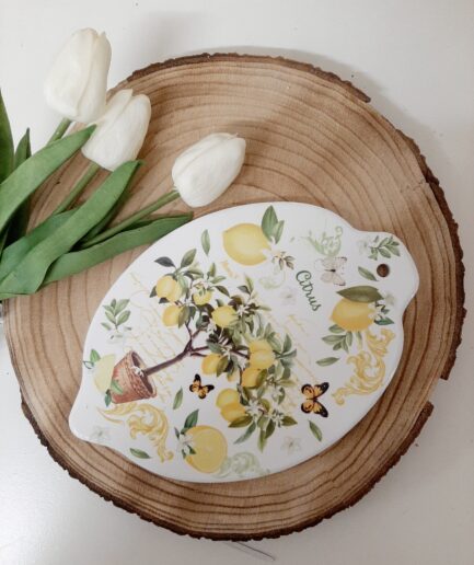 "Limoni" Sottopentola in ceramica con vaso limoni